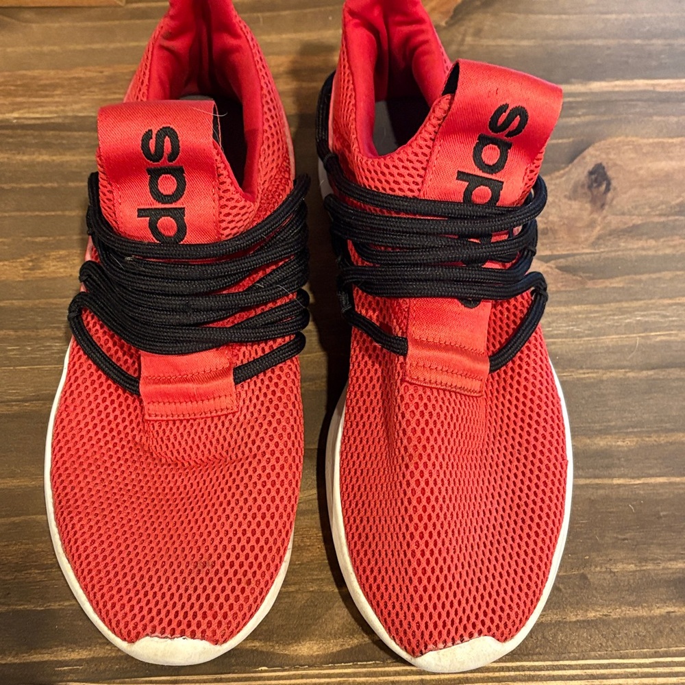 Adidas Red Mesh Sneakers with Black Accents